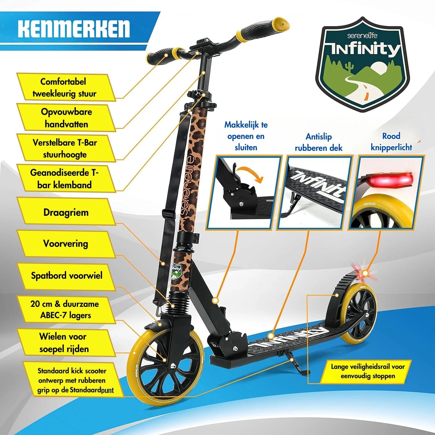 Opvouwbare Step met 20cm Wielen | Luipaardprint | 34% Korting