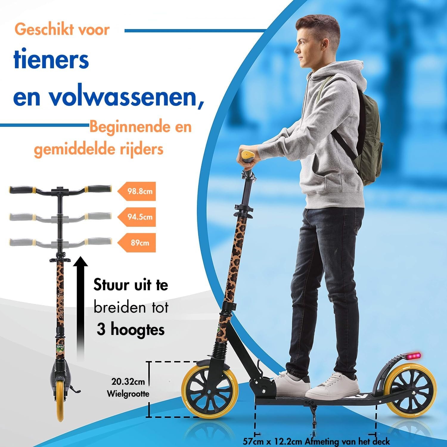 Opvouwbare Step met 20cm Wielen | Luipaardprint | 34% Korting