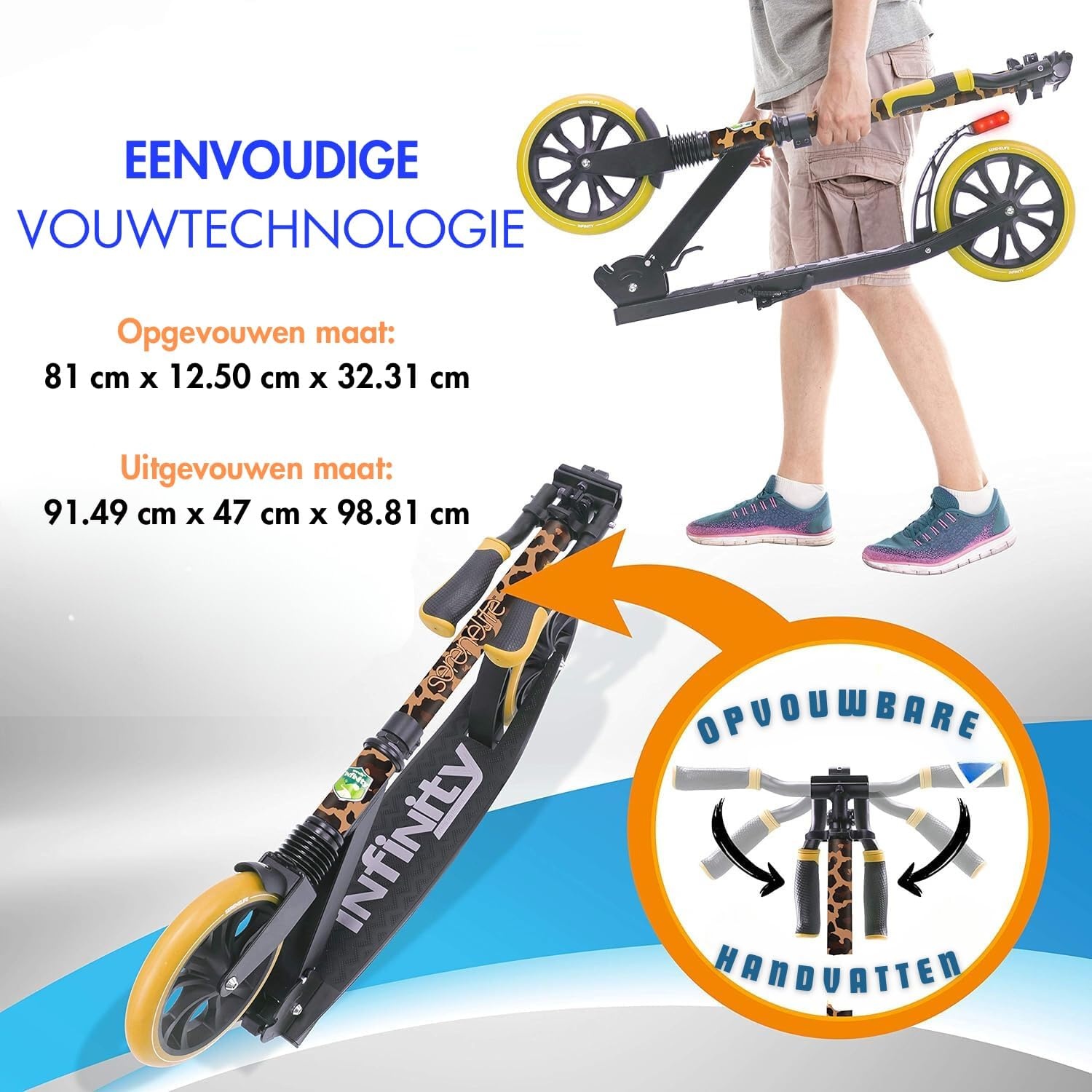 Opvouwbare Step met 20cm Wielen | Luipaardprint | 34% Korting