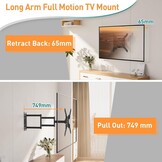 Verstelbare TV Muurbeugel (26-60") - Max 74.8cm Uitschuifbaar - Zwart