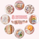 8-in-1 Roze Houten Wand Activiteitenbord | Montessori Speelgoed met Korting