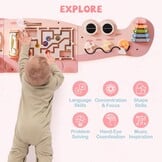 8-in-1 Roze Houten Wand Activiteitenbord | Montessori Speelgoed met Korting
