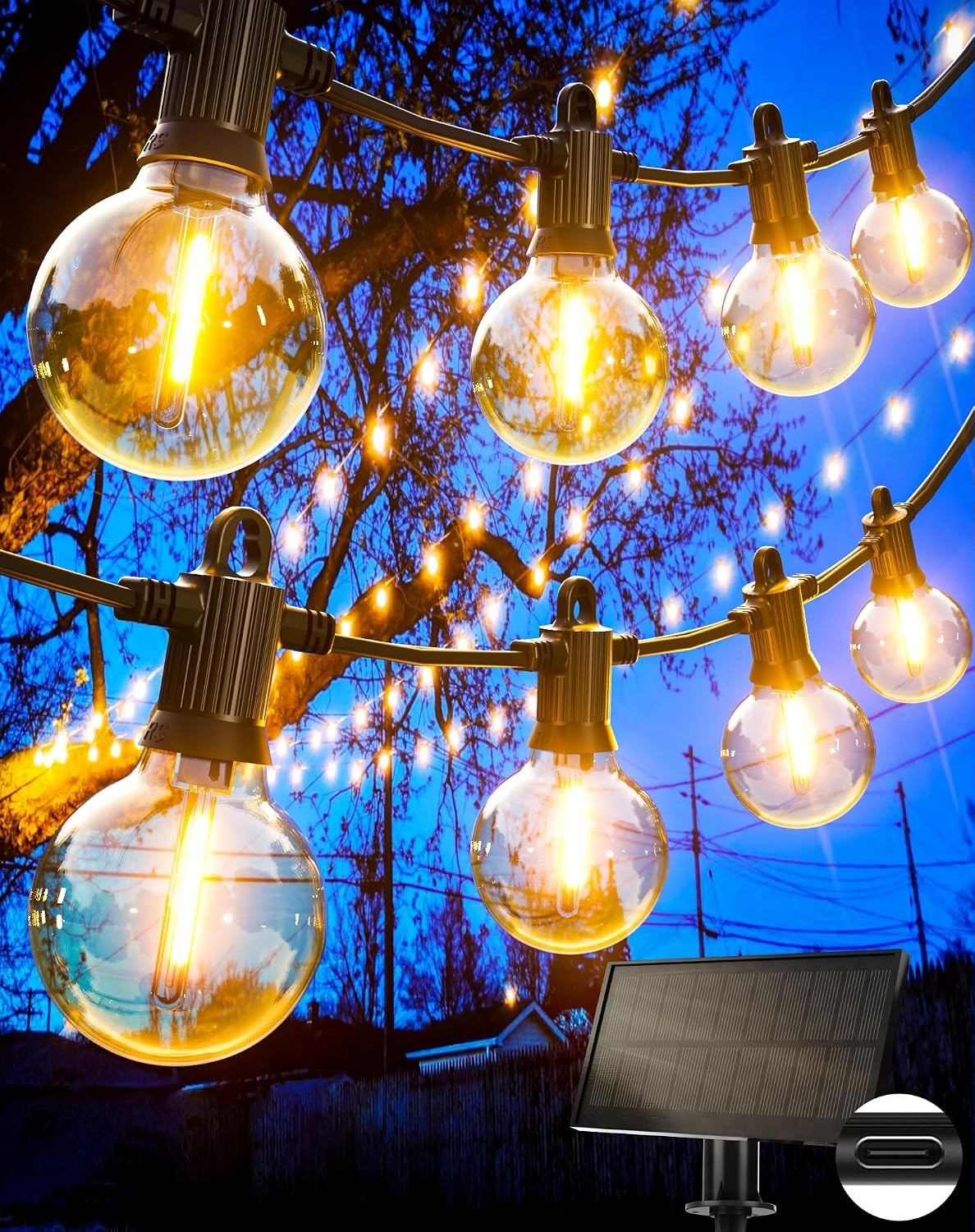 Solar LED Lichtsnoer Buiten - 15m, Warm Wit, 27 Lampen, 5 Standen - 34% Korting!