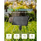 Solar LED Lichtsnoer Buiten - 15m, Warm Wit, 27 Lampen, 5 Standen - 34% Korting!