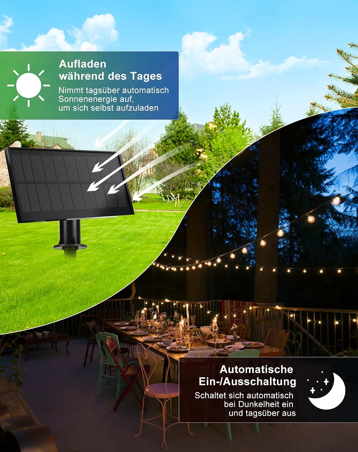 Solar LED Lichtsnoer Buiten - 15m, Warm Wit, 27 Lampen, 5 Standen - 34% Korting!