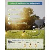 Solar LED Lichtsnoer Buiten - 15m, Warm Wit, 27 Lampen, 5 Standen - 34% Korting!