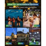 Solar LED Lichtsnoer Buiten - 15m, Warm Wit, 27 Lampen, 5 Standen - 34% Korting!