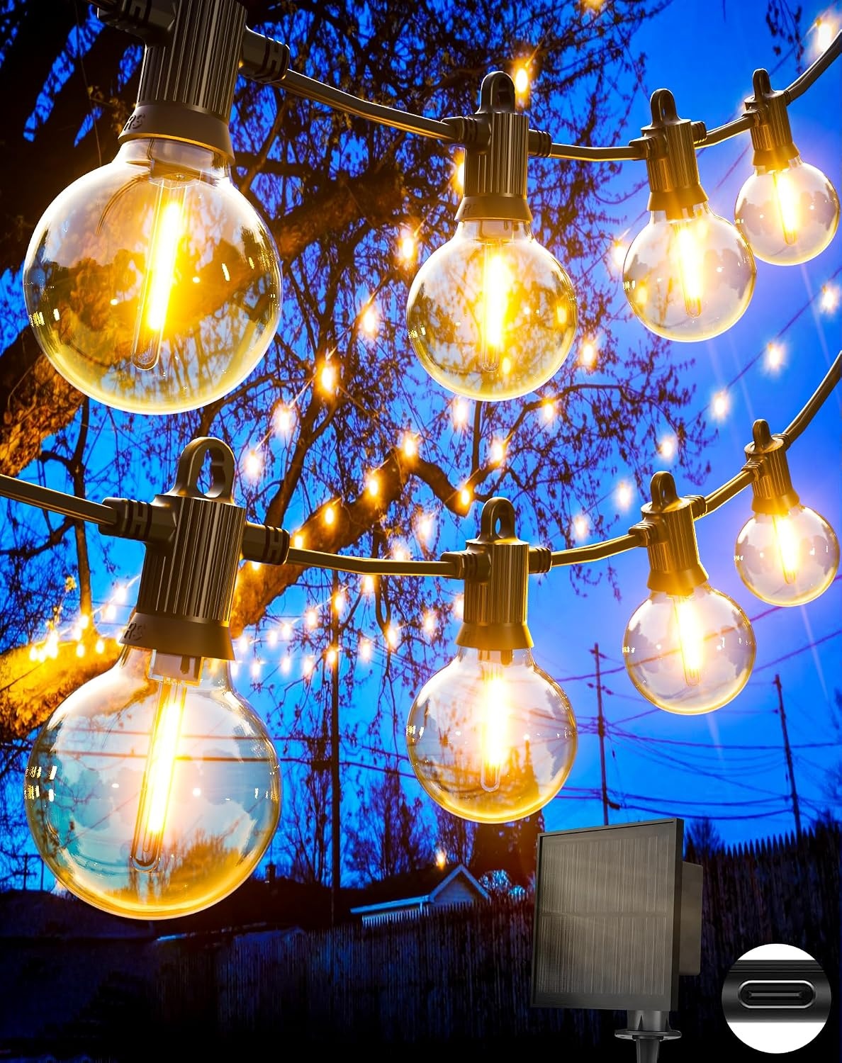 Solar LED Lichtsnoer Buiten - 15m, Warm Wit, 27 Lampen, 5 Standen - 34% Korting!