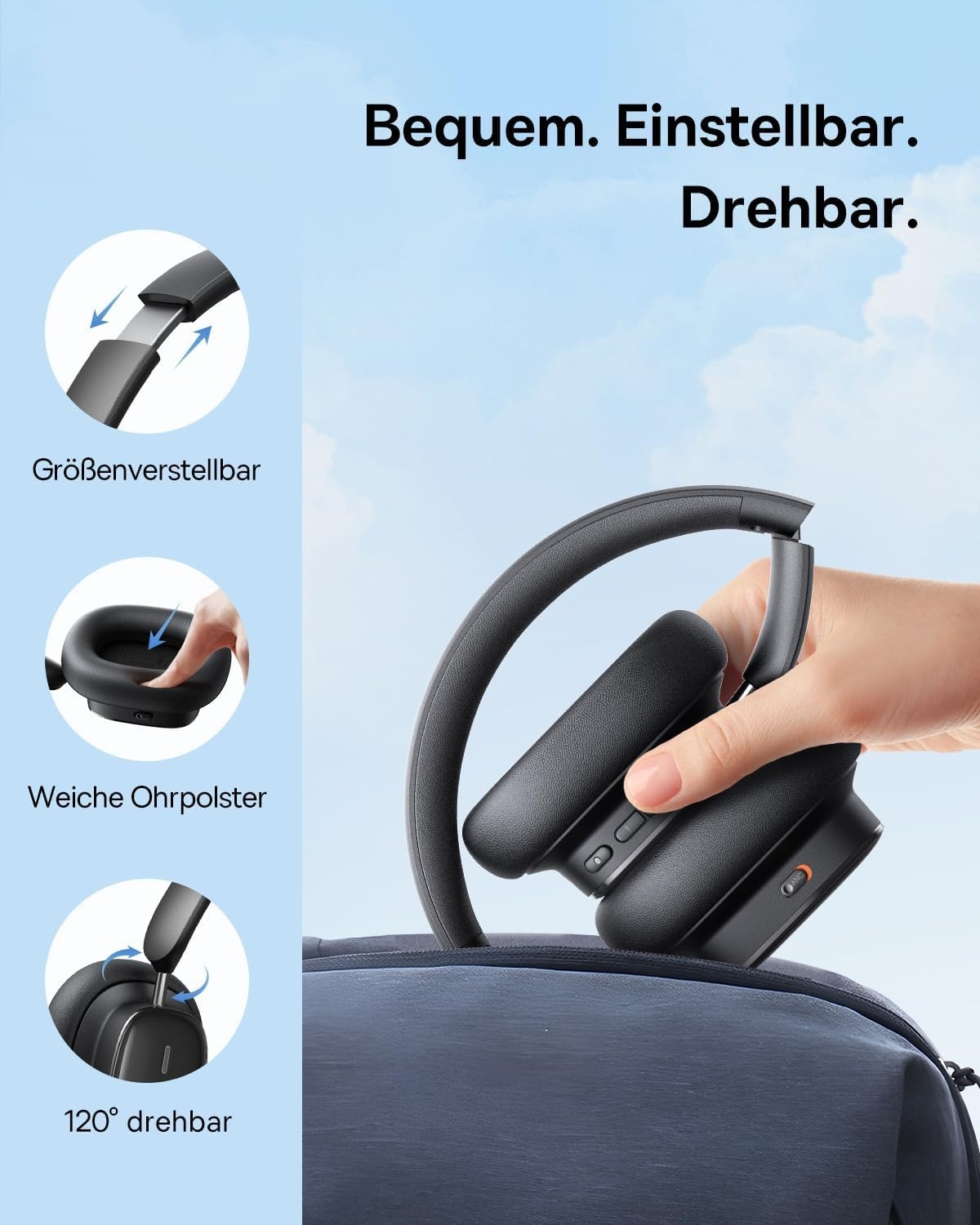Draadloze Over-Ear Koptelefoon ANC | 100 uur batterij | Zwart | 34% Korting