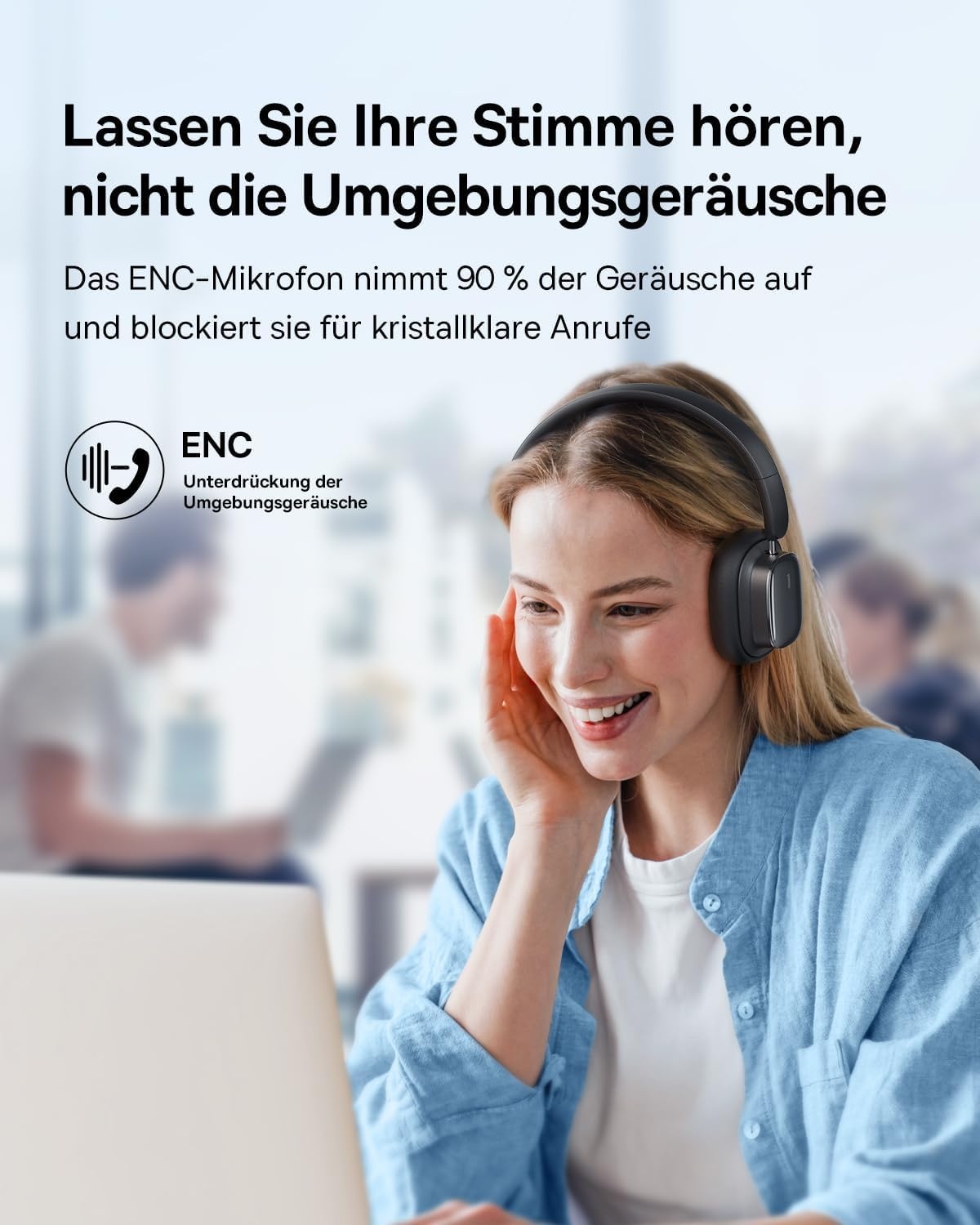 Draadloze Over-Ear Koptelefoon ANC | 100 uur batterij | Zwart | 34% Korting