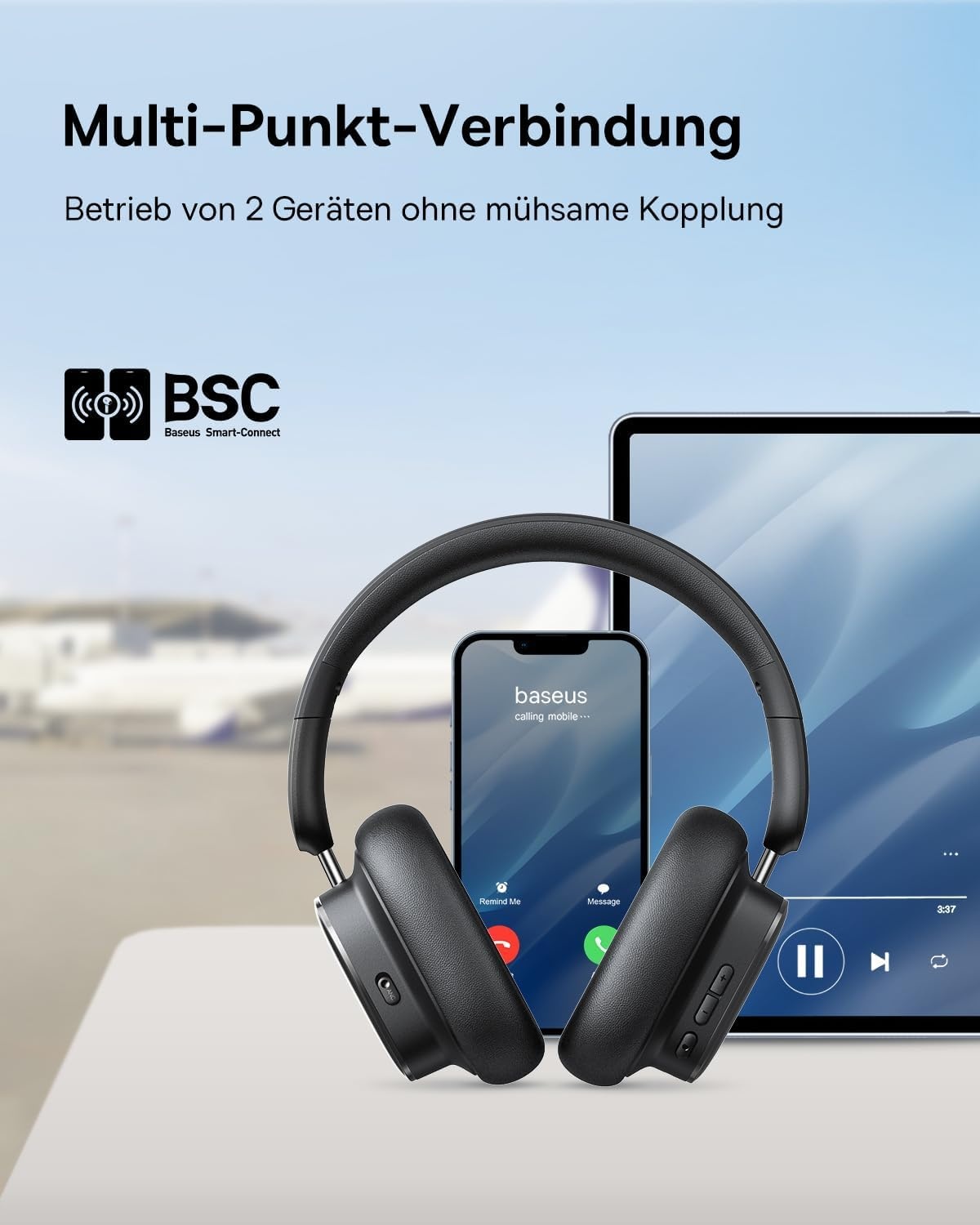Draadloze Over-Ear Koptelefoon ANC | 100 uur batterij | Zwart | 34% Korting