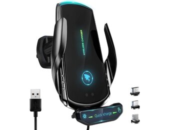 Draadloze Autolader Telefoonhouder | 15W Snellader met Sensor | Zwart