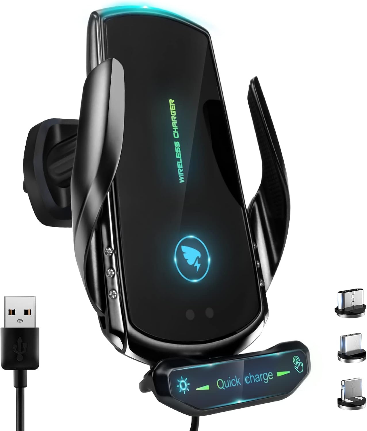 Draadloze Autolader & Telefoonhouder: 15W Snelladen | Zwart