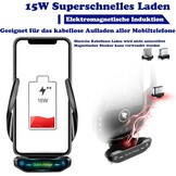 Draadloze Autolader & Telefoonhouder: 15W Snelladen | Zwart