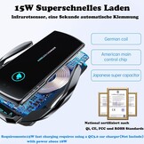Draadloze Autolader & Telefoonhouder: 15W Snelladen | Zwart