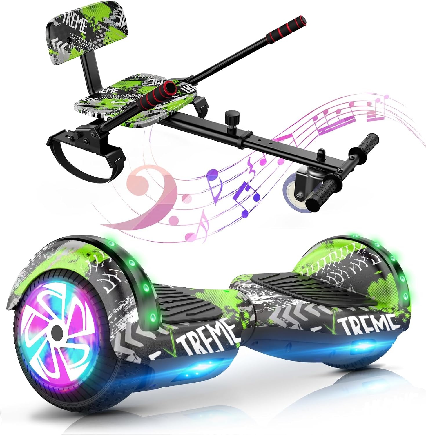 SISIGAD Hoverboard met Zitje & Bluetooth - Groen (35% Korting)