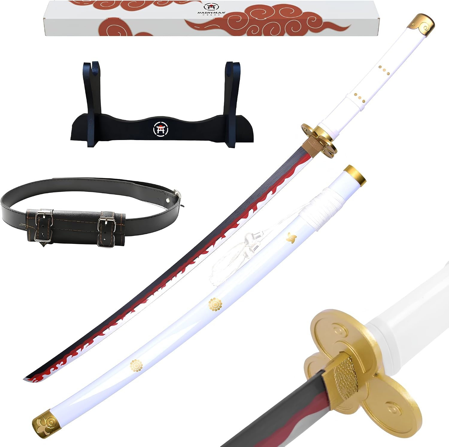 One Piece Katana Enma Wit 103 cm - Houten Samurai Zwaard met Houder & Draagriem - 29% Korting