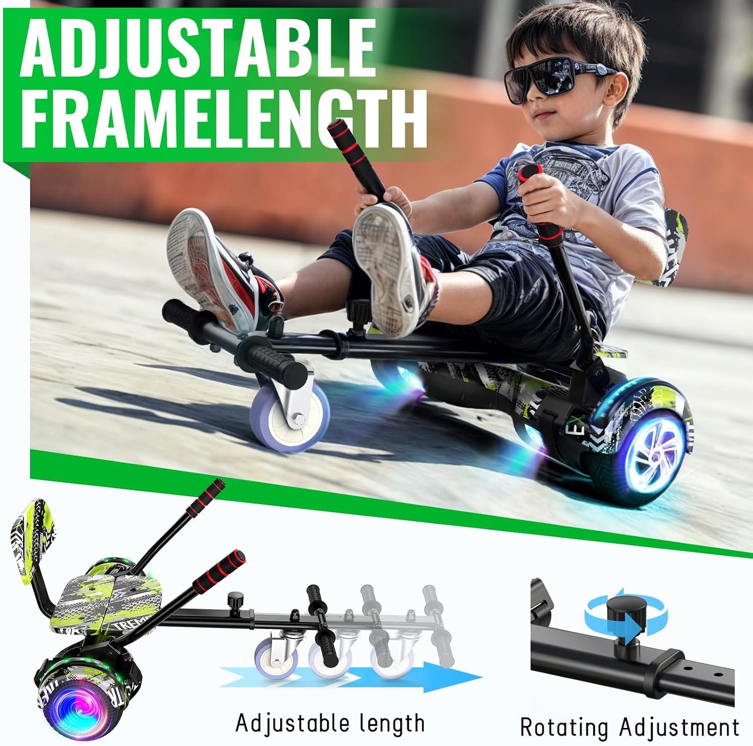 SISIGAD Hoverboard met Zitje & Bluetooth - Groen (35% Korting)