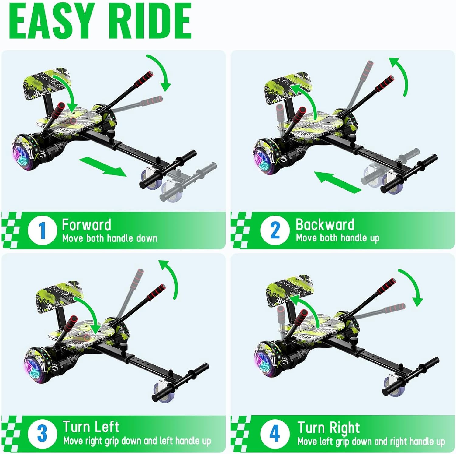 SISIGAD Hoverboard met Zitje & Bluetooth - Groen (35% Korting)