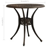 Gietaluminium Tuintafel 78x78x72 cm Brons - 35% Korting!