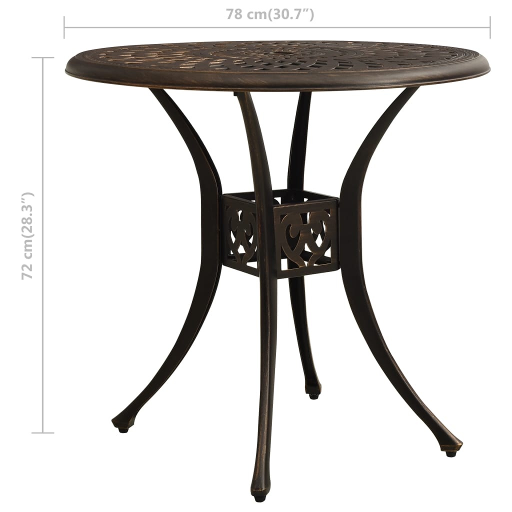 Gietaluminium Tuintafel 78x78x72 cm Brons - 35% Korting!