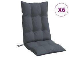 VidaXL Antraciet Stoelkussens Hoge Rug - 6 Stuks - 35% Korting