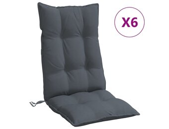 VidaXL Antraciet Stoelkussens Hoge Rug - 6 Stuks - 35% Korting