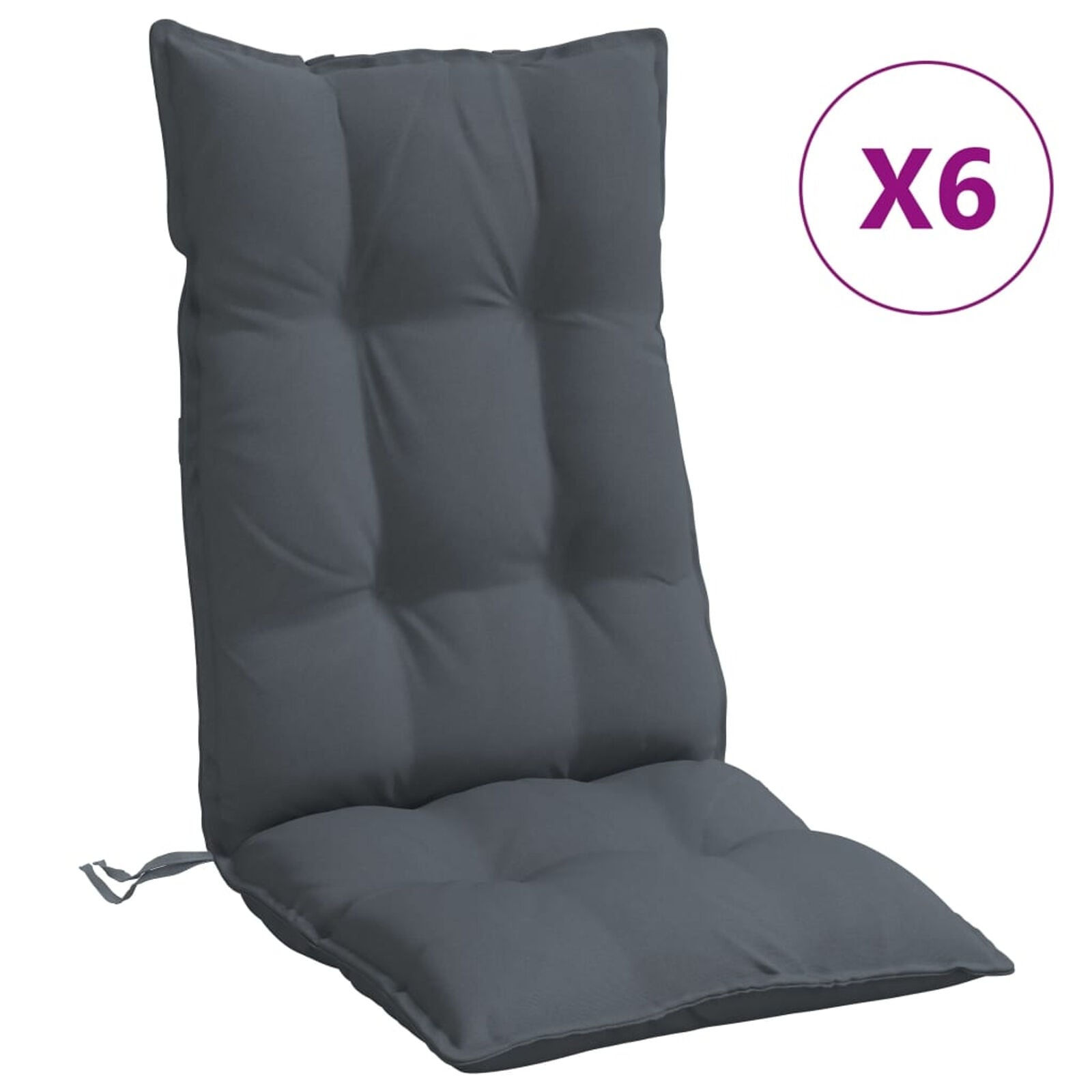 VidaXL Antraciet Stoelkussens Hoge Rug - 6 Stuks - 35% Korting