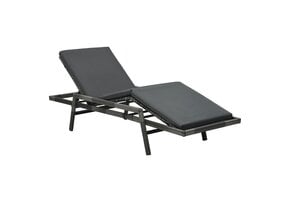 Poly Rattan Ligbed Grijs met Kussen - 35% Korting