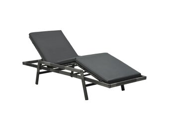 Poly Rattan Ligbed Grijs met Kussen - 35% Korting