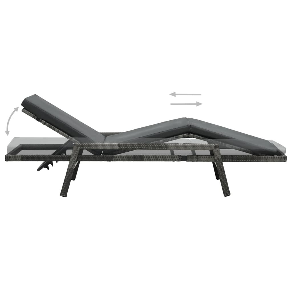 Poly Rattan Ligbed Grijs met Kussen - 35% Korting