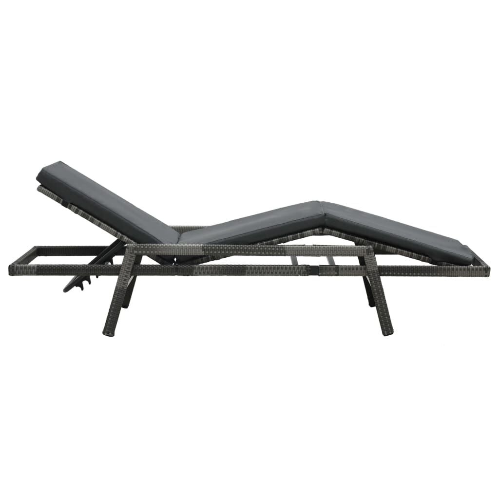 Poly Rattan Ligbed Grijs met Kussen - 35% Korting