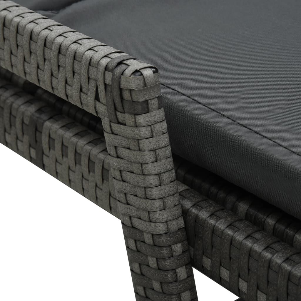 Poly Rattan Ligbed Grijs met Kussen - 35% Korting