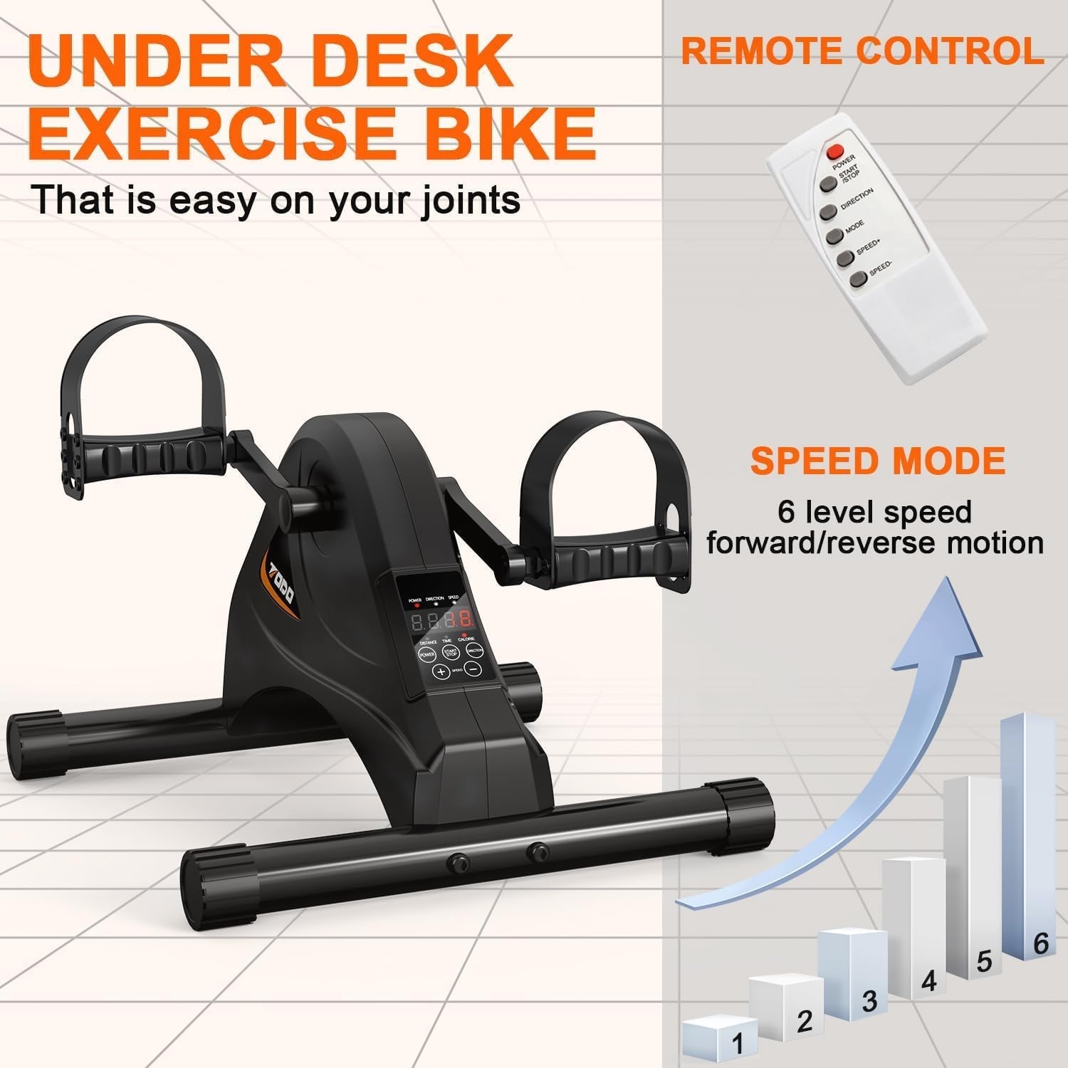 FITODO Elektrische Bewegingstrainer Zwart - Hometrainer met 6 Snelheden (29% Korting)