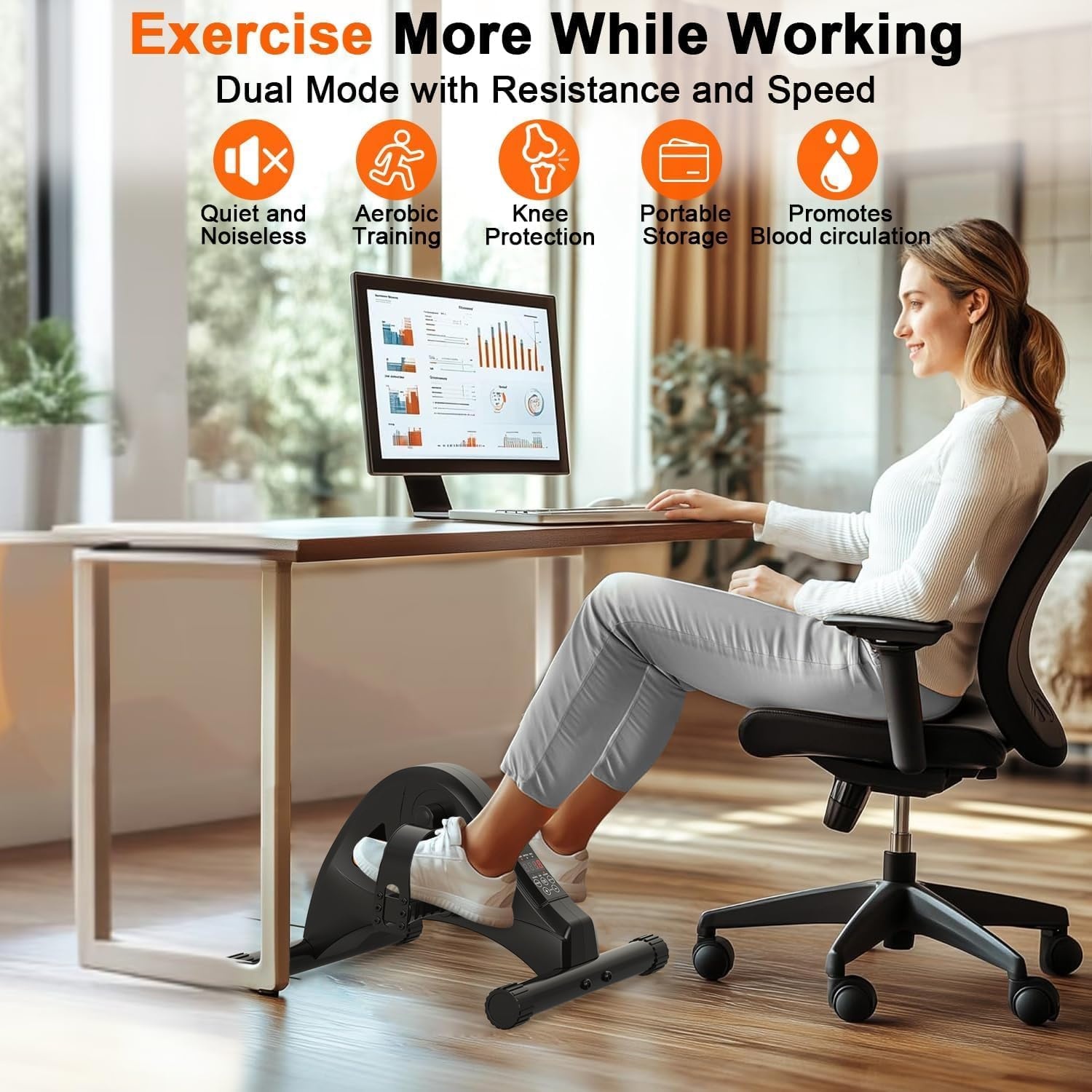 FITODO Elektrische Bewegingstrainer Zwart - Hometrainer met 6 Snelheden (29% Korting)