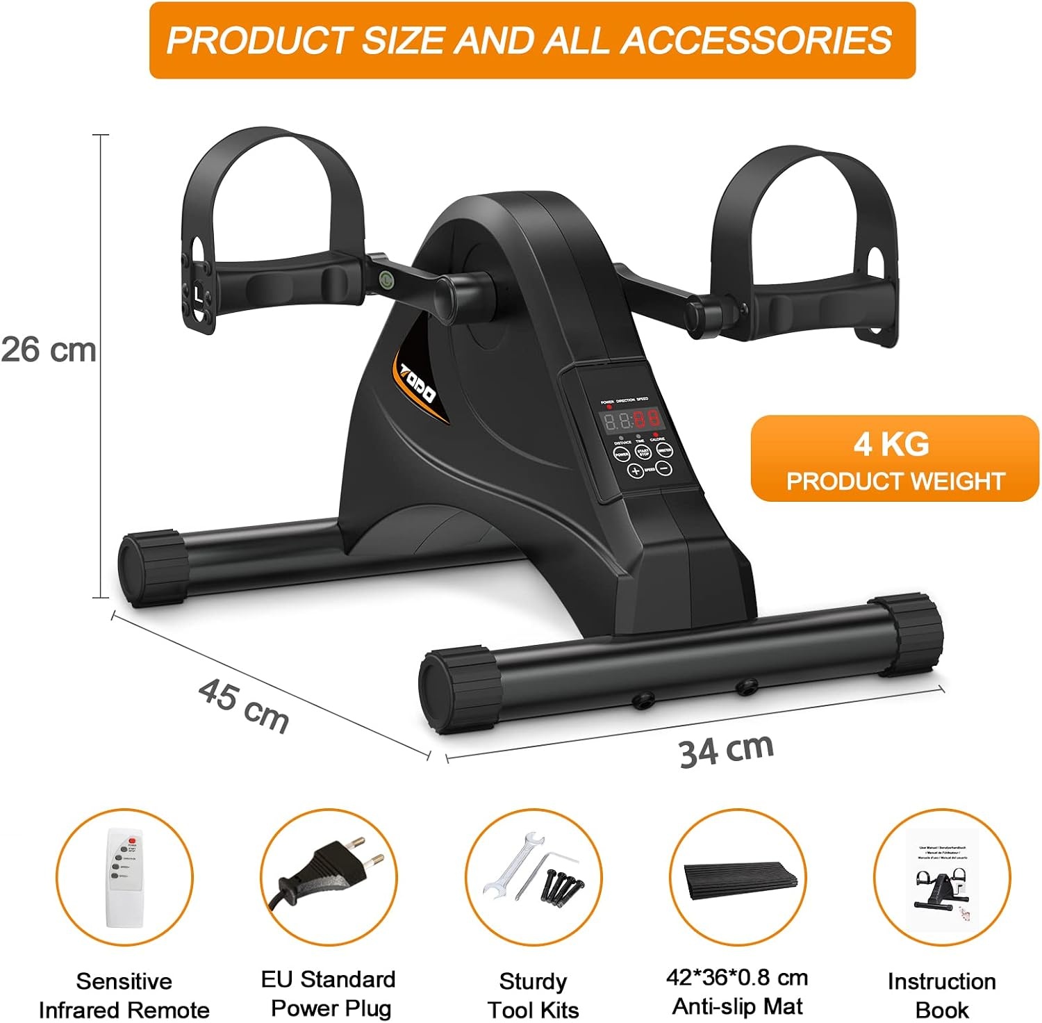 FITODO Elektrische Bewegingstrainer Zwart - Hometrainer met 6 Snelheden (29% Korting)
