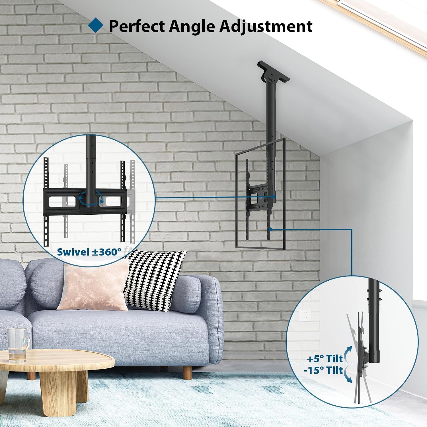 BONTEC TV Plafondbeugel Zwart (26-65") - Draaibaar & Kantelbaar