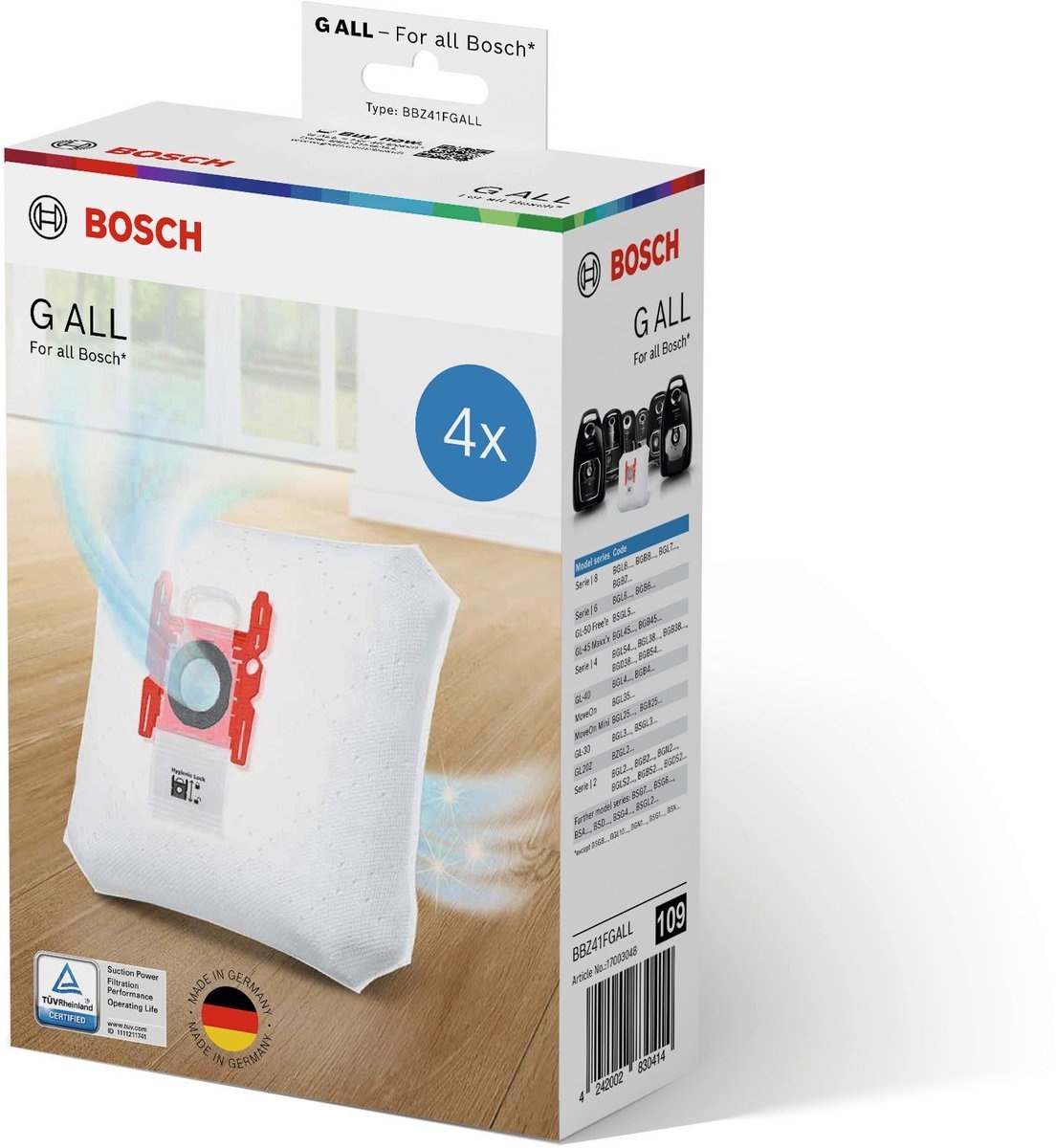 Bosch Stofzuigerzakken Type G ALL (4 stuks) - Bespaar 74%