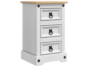 vidaXL Nachtkastje met lade Wit 35 x 32,5 x 58 cm Massief grenenhout