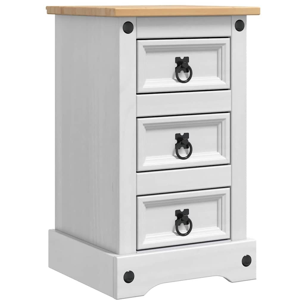 vidaXL Nachtkastje met lade Wit 35 x 32,5 x 58 cm Massief grenenhout
