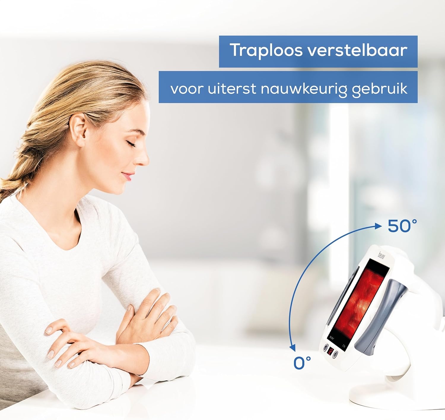 Beurer IL 50 infraroodstraler, medisch apparaat voor de behandeling van verkoudheid en spierspanning, infraroodlamp met 300 Watt vermogen, 100% UV-blokker en traploos instelbare kap - Maat 300 Watt
