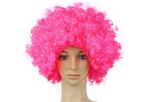 Roze Afro Pruik met Krullen | Volumineus | Fesnova | -60%