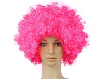 Fesnova Afro Pruik - Krullend - Roze