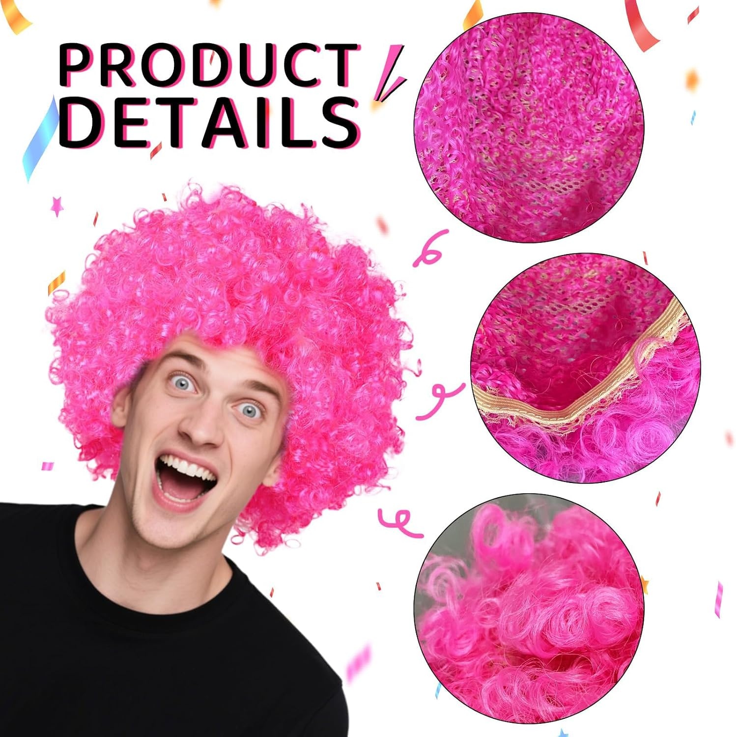 Fesnova Afro Pruik - Krullend - Roze