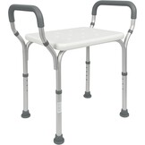 Mobiclinic®, Douchestoel, In hoogte verstelbaar, Waterleiding, Badkamerstoel, Antislipvoetjes, Met armleuningen, MAX. 100 kg, Aluminium, Wit