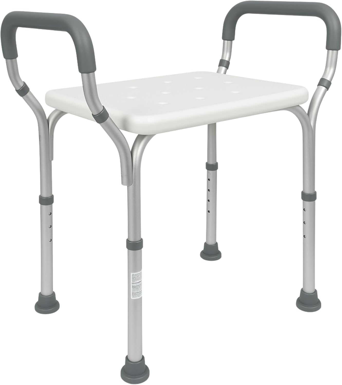 Mobiclinic®, Douchestoel, In hoogte verstelbaar, Waterleiding, Badkamerstoel, Antislipvoetjes, Met armleuningen, MAX. 100 kg, Aluminium, Wit