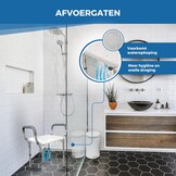 Mobiclinic®, Douchestoel, In hoogte verstelbaar, Waterleiding, Badkamerstoel, Antislipvoetjes, Met armleuningen, MAX. 100 kg, Aluminium, Wit