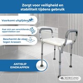 Mobiclinic®, Douchestoel, In hoogte verstelbaar, Waterleiding, Badkamerstoel, Antislipvoetjes, Met armleuningen, MAX. 100 kg, Aluminium, Wit