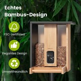 NETVUE Birdfy Slimme Vogelsvoerhuis met 1080P Camera en AI-herkenning - Bamboe - 3,5 liter