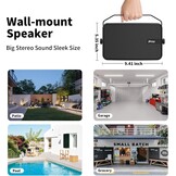 400W Outdoor Bluetooth Speaker 2-Pack (Model MZ-622), Wireless Synchronization/Aux in, IPX5 Waterproof, Rich Bass, Wall-Mountable Design, Suitable for Patios, Yards, Pools, Garages